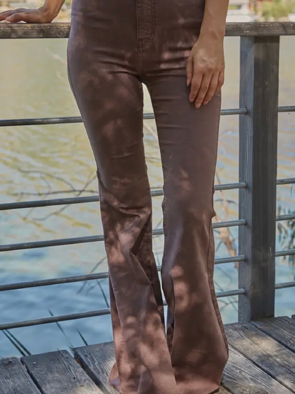 High-Rise Flared Pants in Dusty Brown